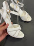Women Rhinestone Decor Ankle Strap Open Toe Stiletto